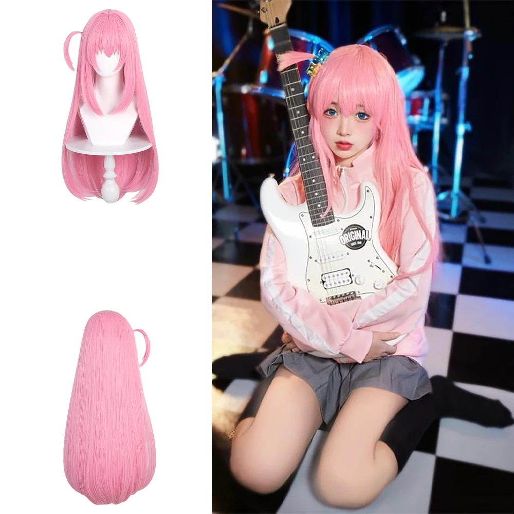 

High-Quality Anime Gotoh Hitori Cosplay Synthetic Hair 32-Inch Pink Halloween Daily Wig In Stock, Heat-Resistant And Natural
