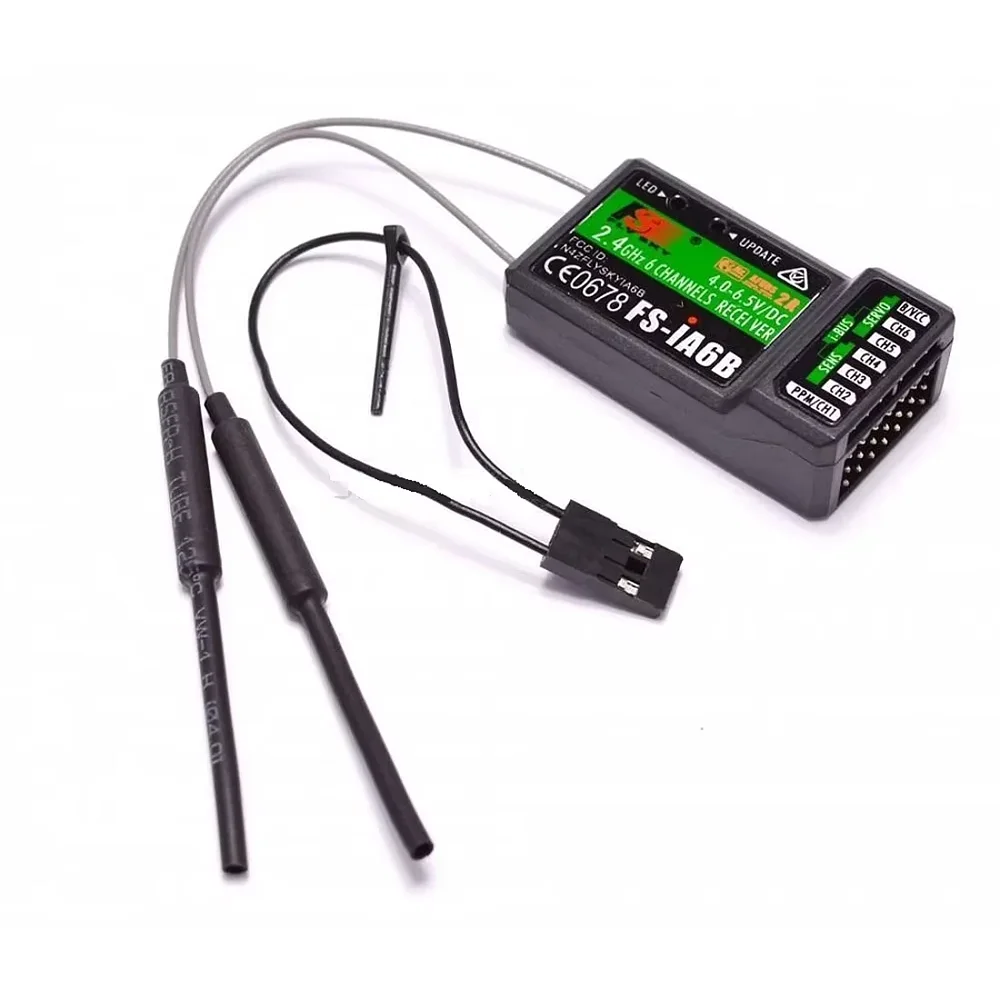 Flysky FS-IA6B 2.4G 6CH Receptor de antena dupla para avião RC Quadcopter Transmissor de controle remoto de plástico compatível com FS-I6