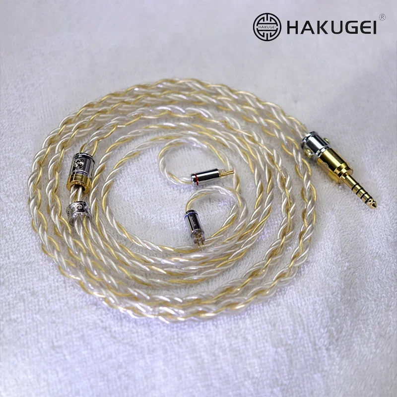 HAKUGEI Heimdallr مطلية بالذهب 6N الفضة النقية و Litz 6N الفضة النقية الهجين Hifi Music تحديث سماعة كابل خط 4.4 0.78 MMCX