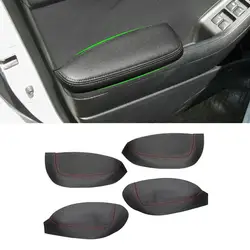 For Kia K3 4pcs Car Interior Door Armrest Panel Protective Cover Black /Gray Color Microfiber Leather With Stitching Accessories