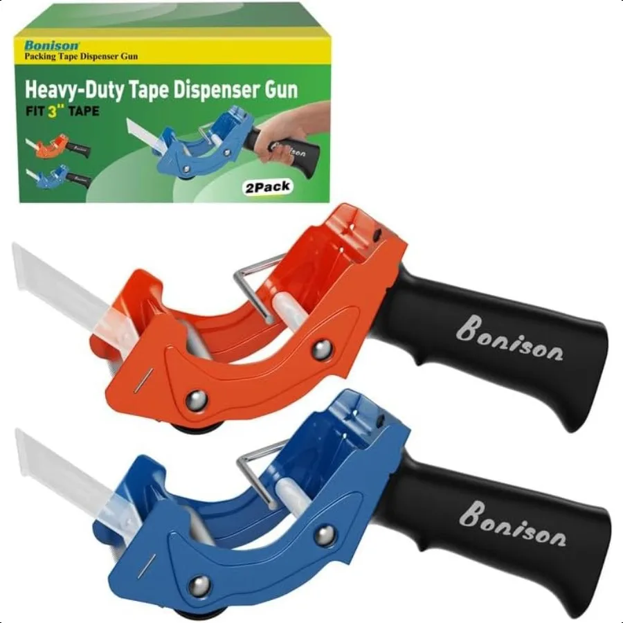 

2 Pack 3 Inch Tape Gun Heavy Duty Packaging Tape Dispenser for Fast Box Sealing Quick Load Industrial Grade Durability