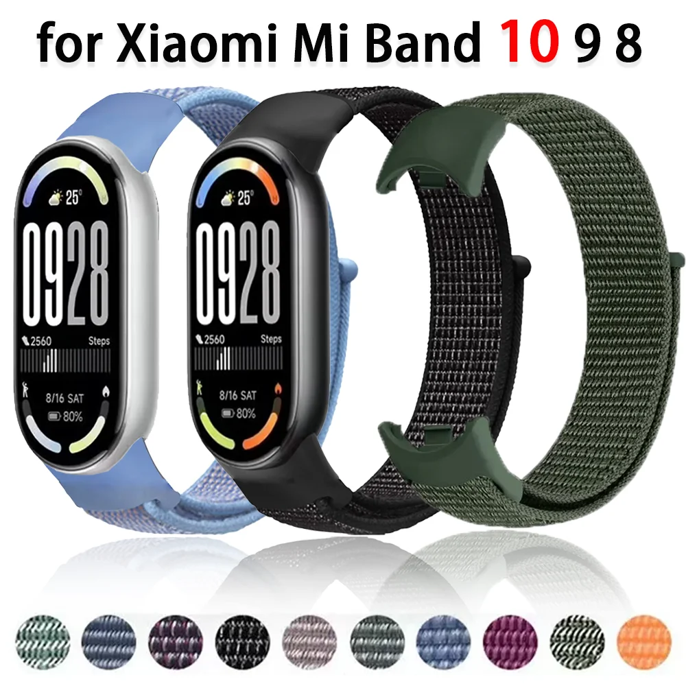 Nylon-Schlaufenarmband für Xiaomi Mi Band 10 9 8 Smartwatch Atmungsaktives Armband für Mi Band 9 8 Correa Zubehör
