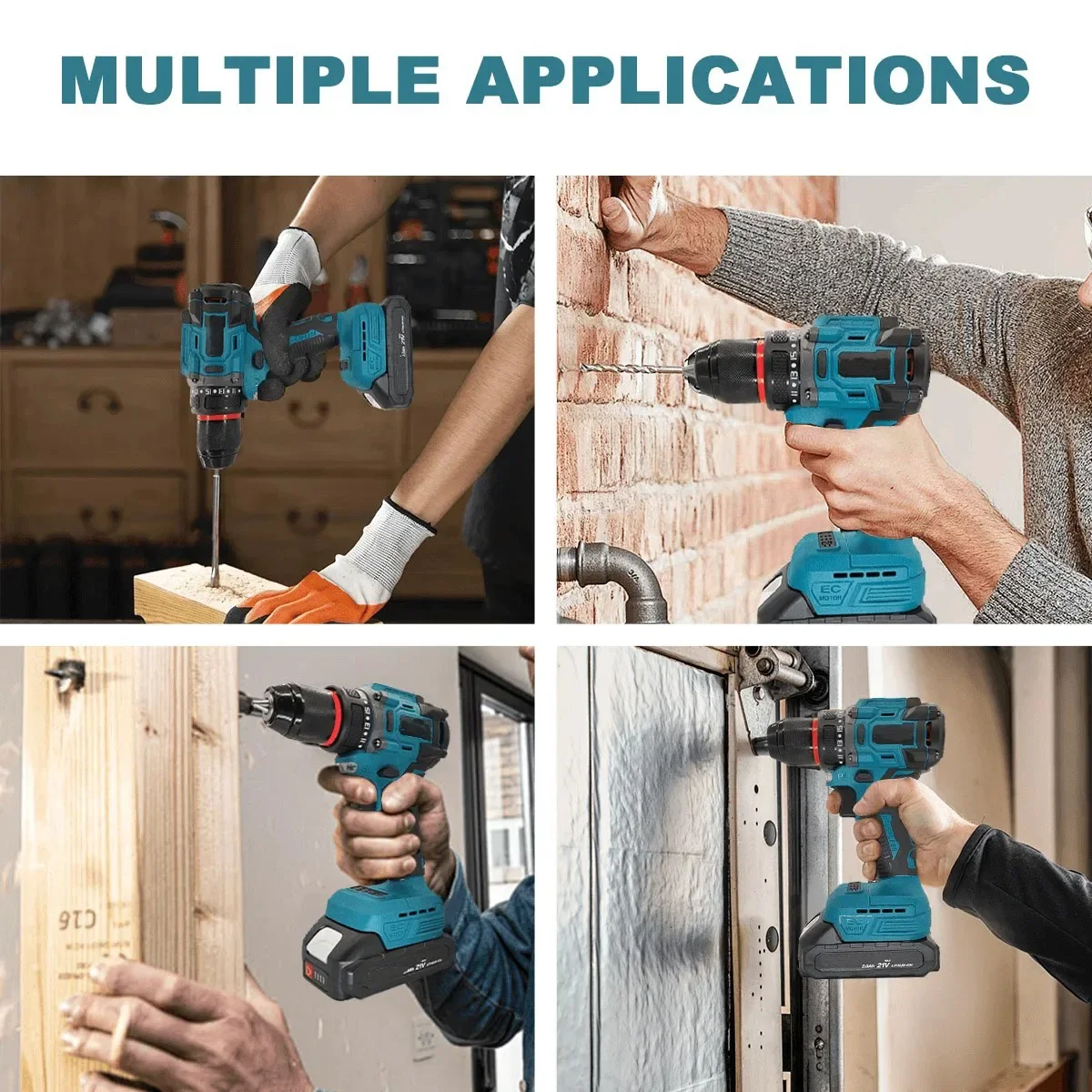 2-Speed 10mm Electric Brushless Drill Cordless Hand Drill Screwdriver 60-100Nm Power Tools for Makita 18V Battery