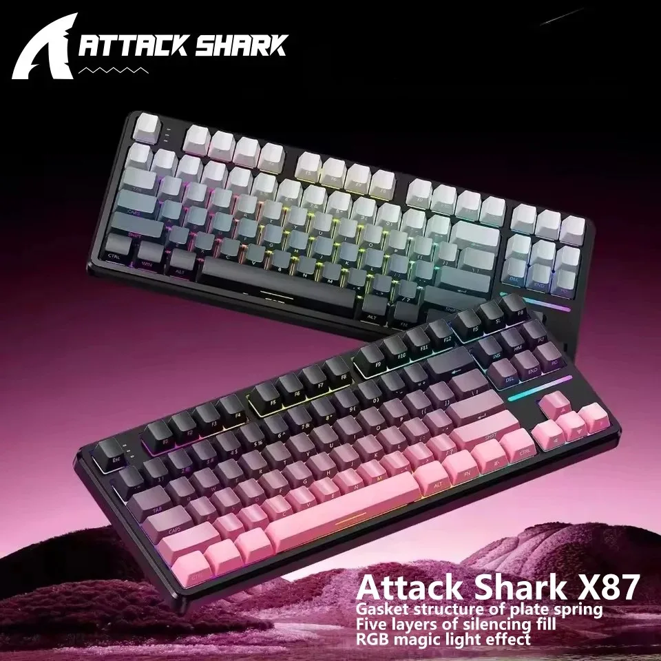 

Беспроводная механическая игровая клавиатура ATTACK SHARK X87 с тремя режимами подключения (BT5.0/2.4G/USB-C), с возможностью горячей замены переключателей, кастомизируемая, предварительно смазанная.
