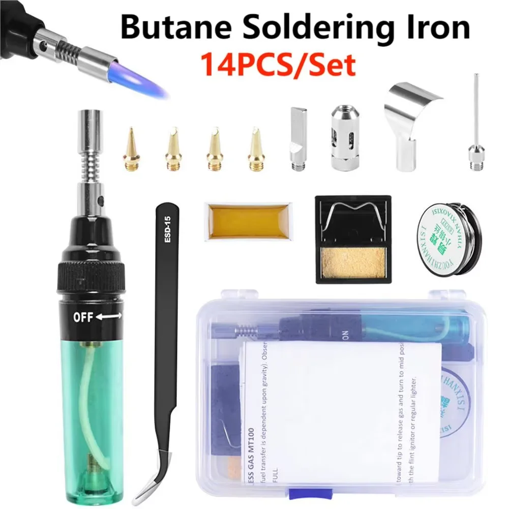 Portable Gas Soldering Iron Gas Blow Torch Gun 1300 Celsius Butane Welding Pen Wireless Electric Heating Gas Welding Solder Tool