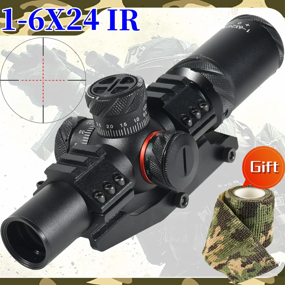 

1-6X24 IR Crossbow Short Airsoft Scope for Hunting SFP Compact Rifle Tactical Optical Sniper Scopes 11/20mm Rail for AR15 .223