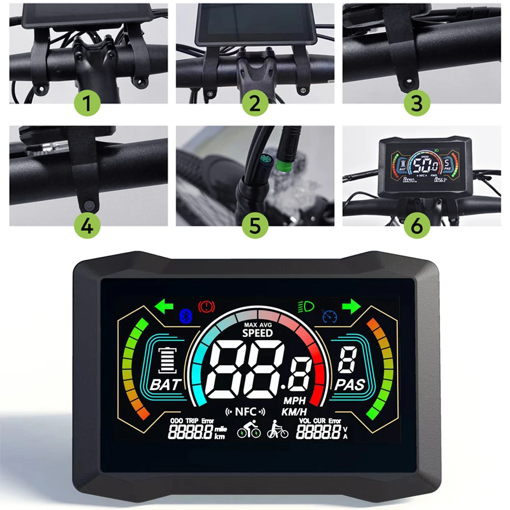 

H7C LCD NFC Bicycle Computer Large Screen Cycling Computer Odometer Accurate Waterproof Bicycle Speedometer E Bike Accessories