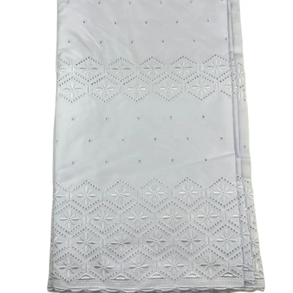 

High Quality Nigerian Lace Fabrics, 100% Cotton, Polish, White Swiss Lace, 5 Yards