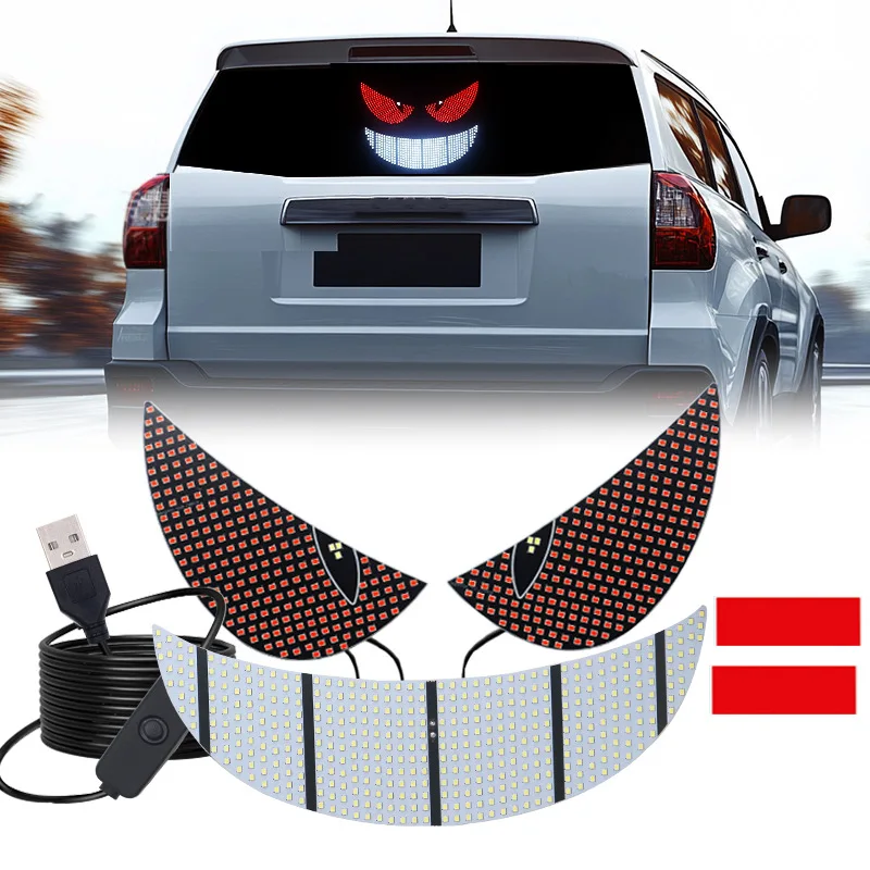 

Новый динамический светильник серии Demon Eye BQ на заднее лобовое стекло автомобиля, светодиодный светильник с выражением смайлика