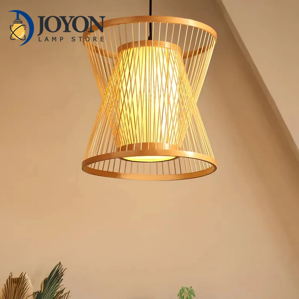 

Бамбуковый подвесной светильник в китайском стиле, натуральный тканый абажур из ротанга, потолочный подвесной светильник для спальни, обеденного стола, гостиной