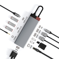 A72Z Type-C Docking Station BS12A (Gigabit Ethernet Port + Dual ) 12 in 1 Multifunction Docking Station Hub