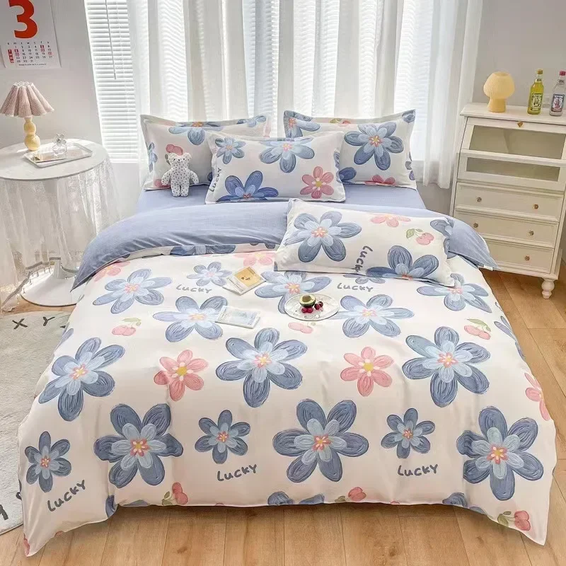 

2023 Cotton matte four piece spring and autumn style pure cotton matte bed sheets, quilts, bedding sets