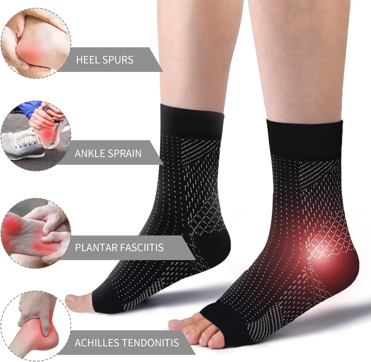 3 Pairs Foot Compression Socks Men Women Foot Angel Ankle Socks Outdoor Breatheable Sleeve Socks Brace Sock