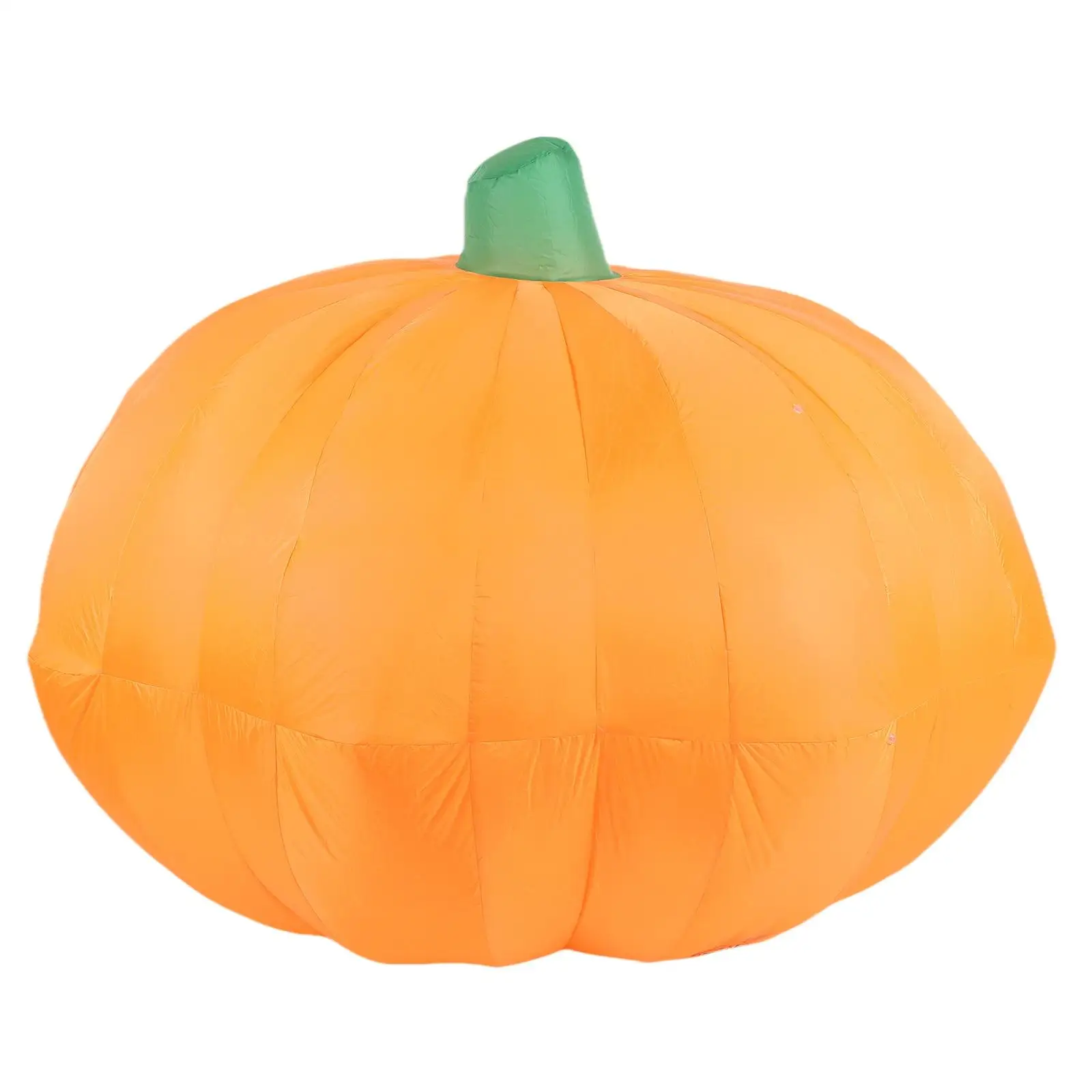 Inflatable Halloween Pumpkin Display for Outdoor Yard Decoration with Ribbed Body Green Vine Polyester Nylon Blow Up