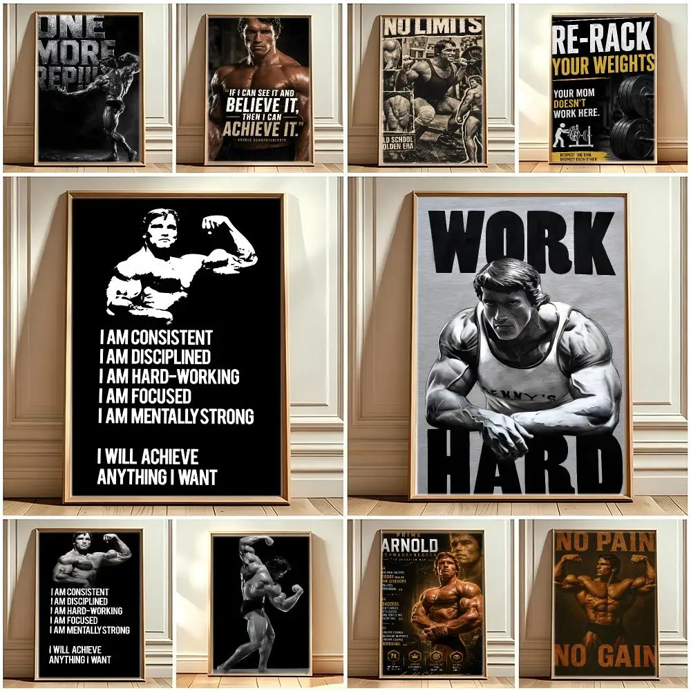 Fitness Arnold Schwarzenegger Poster Print Painting Home Decor for Bedroom Living Room Hallway