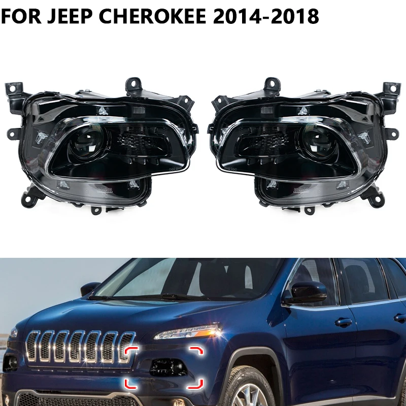 Car Headlight Assembly For Jeep Cherokee 2014-2018 Front Bumper Light Fog Light Daytime Running Light Accessories 