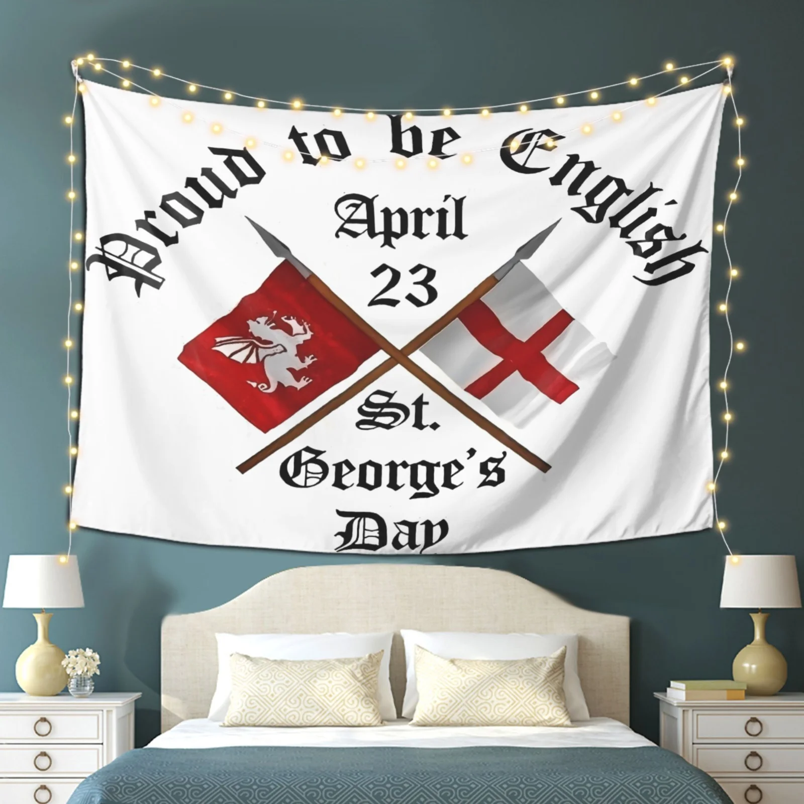 1pc Multi-Size 2D Flat, St. George'S Day Tapestry, Suitable for British Cultural Decoration - English Heritage Medieval Flag