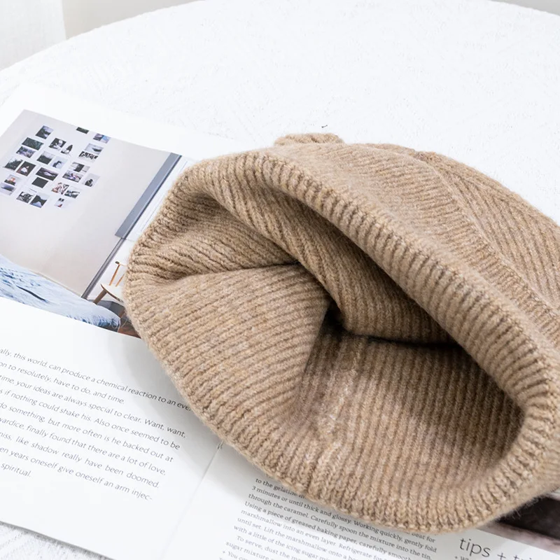 Korean Version Cold Hat Women Men Trendy Solid Color Wool Blend Knitted Beanies Male Female Skullies Autumn Winter Thermal Cap