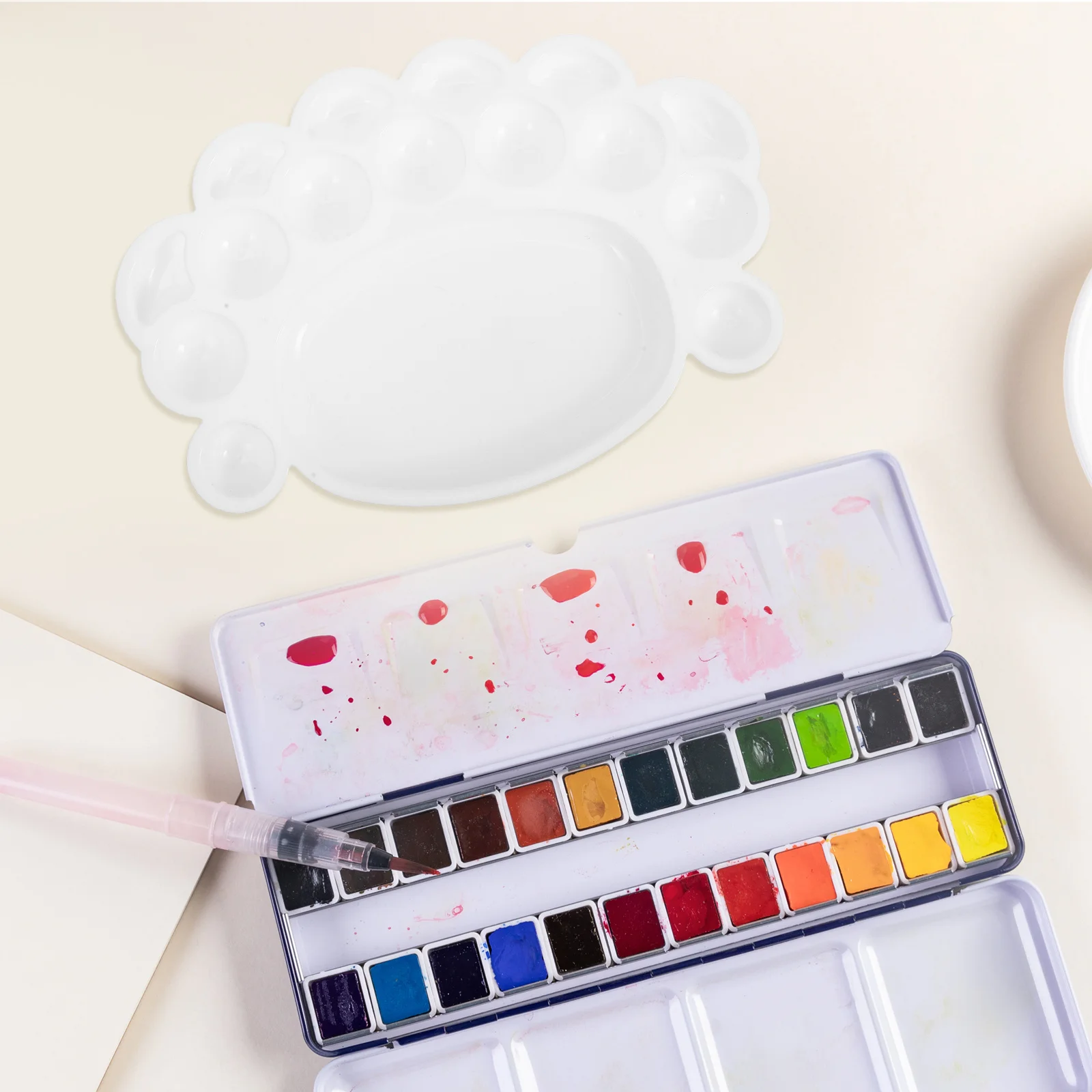 

Cute Footprint Design Paint Palette For Pink Watercolor Mixing Tray Plastic Art Craft Pigment Board Creative Diy Painting