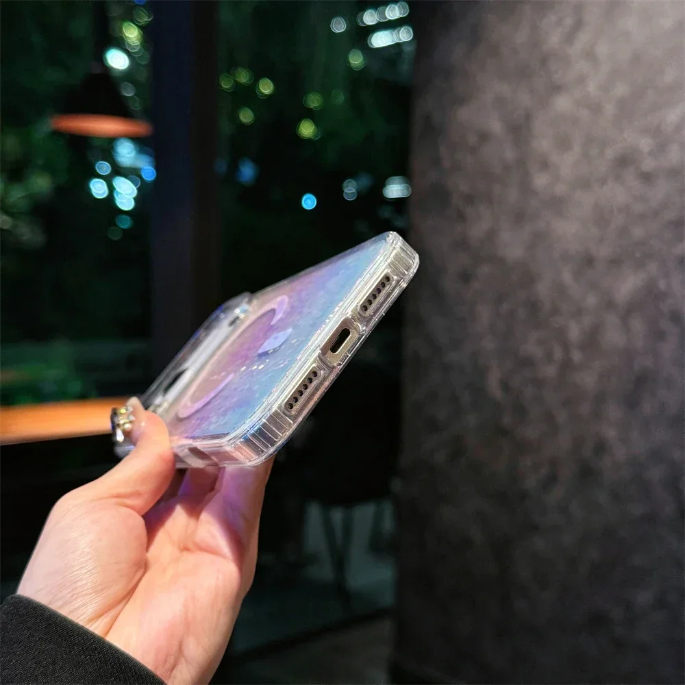 Casing Pengisian Daya Magnetik Mewah Berkilau Elegan Untuk IPhone 17Pro Max Air 16 15 14 13 12 Plus Pelindung Anti Jatuh