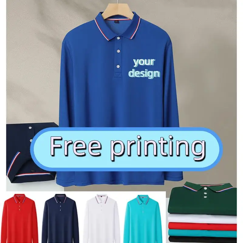 Autumn Men's Quick Dry Long Sleeves Polo Shirt Personalized Custom Design Print Logo Company Employee Work Clothes Workwear Top