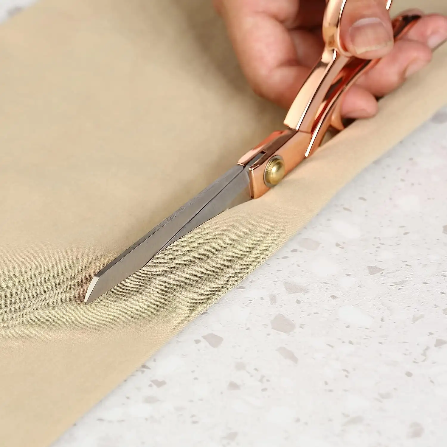 مقص قماش، مقص قطع وخياطة متطور من الذهب الوردي مقاس 8 بوصة، مقص قماش احترافي، مقص ثقيل.