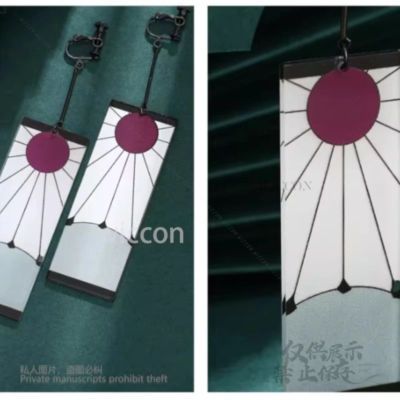Pendientes acrílicos Clips para las orejas accesorios de estilo accesorios Anime Kamado Tanjirou Demon Slayer Cosplay disfraz Clip para la oreja Halloween Unisex