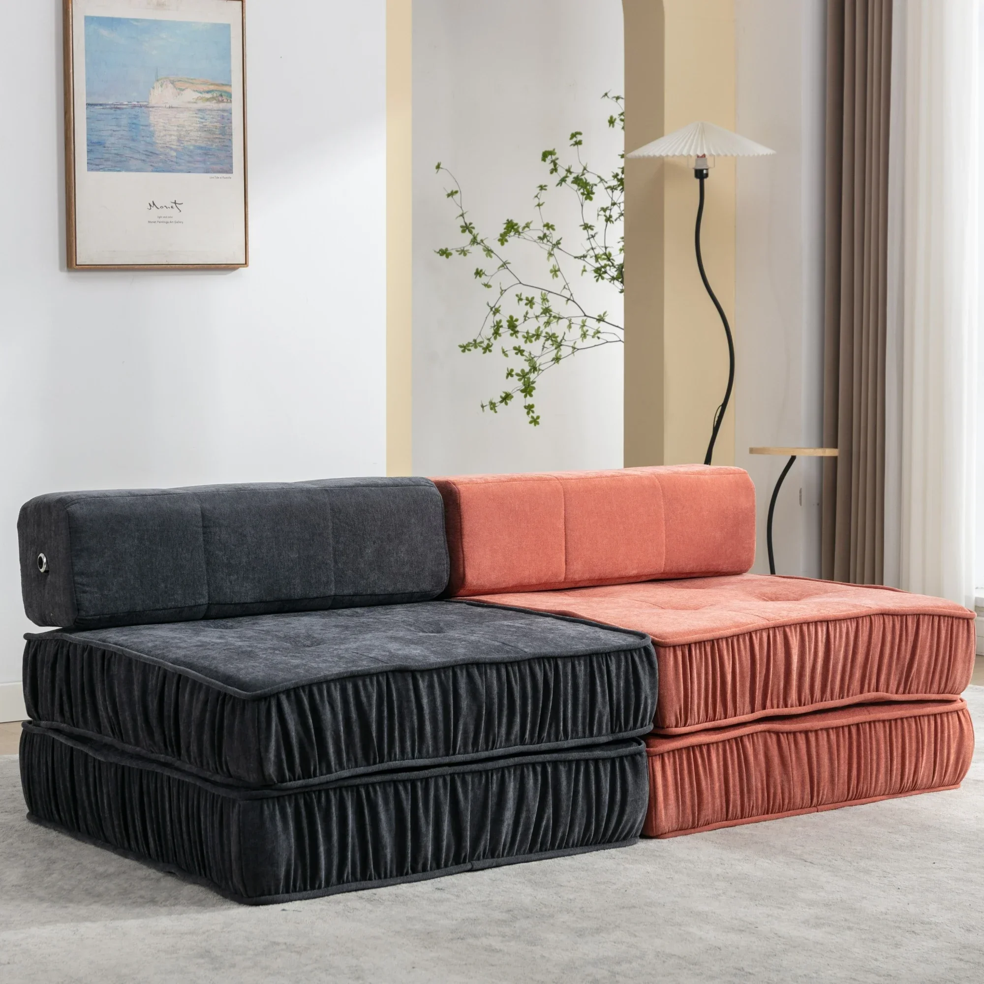 Modern Convertible Modular Sectional Sofa, Minimalist Chenille Sofas Couches