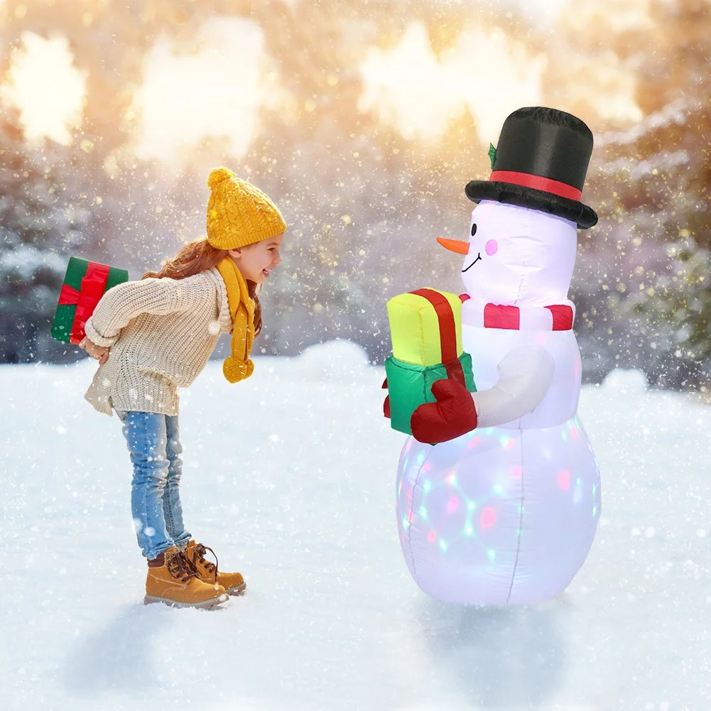 Custom 6FT Outdoor Christmas Decorations Inflatable Snowman with Rotating LED Lights