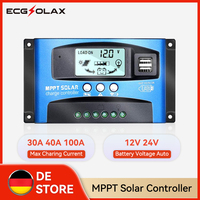 ECGSOLAX 30A 40A 100A MPPT Solar Charge Controller 12V 24V Auto Solar Regulator With LCD Max PV 50VDC Solar Charging Controller