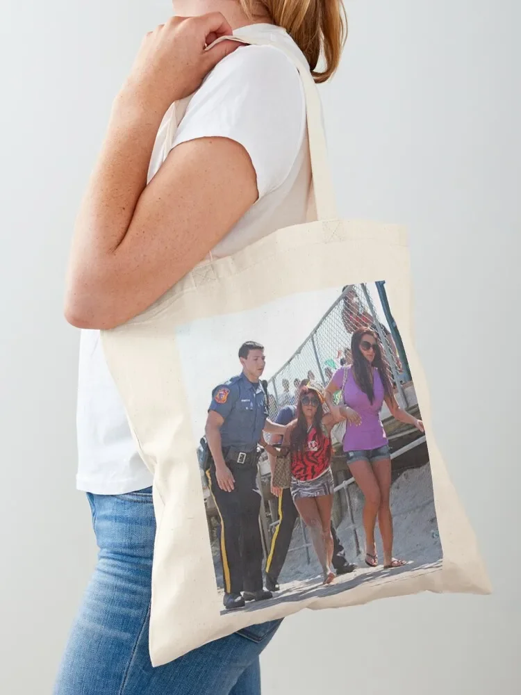 

Snooki getting arrested on the beach Tote Bag Women's beach bags custom bags shopper bag woman woman shopping bag