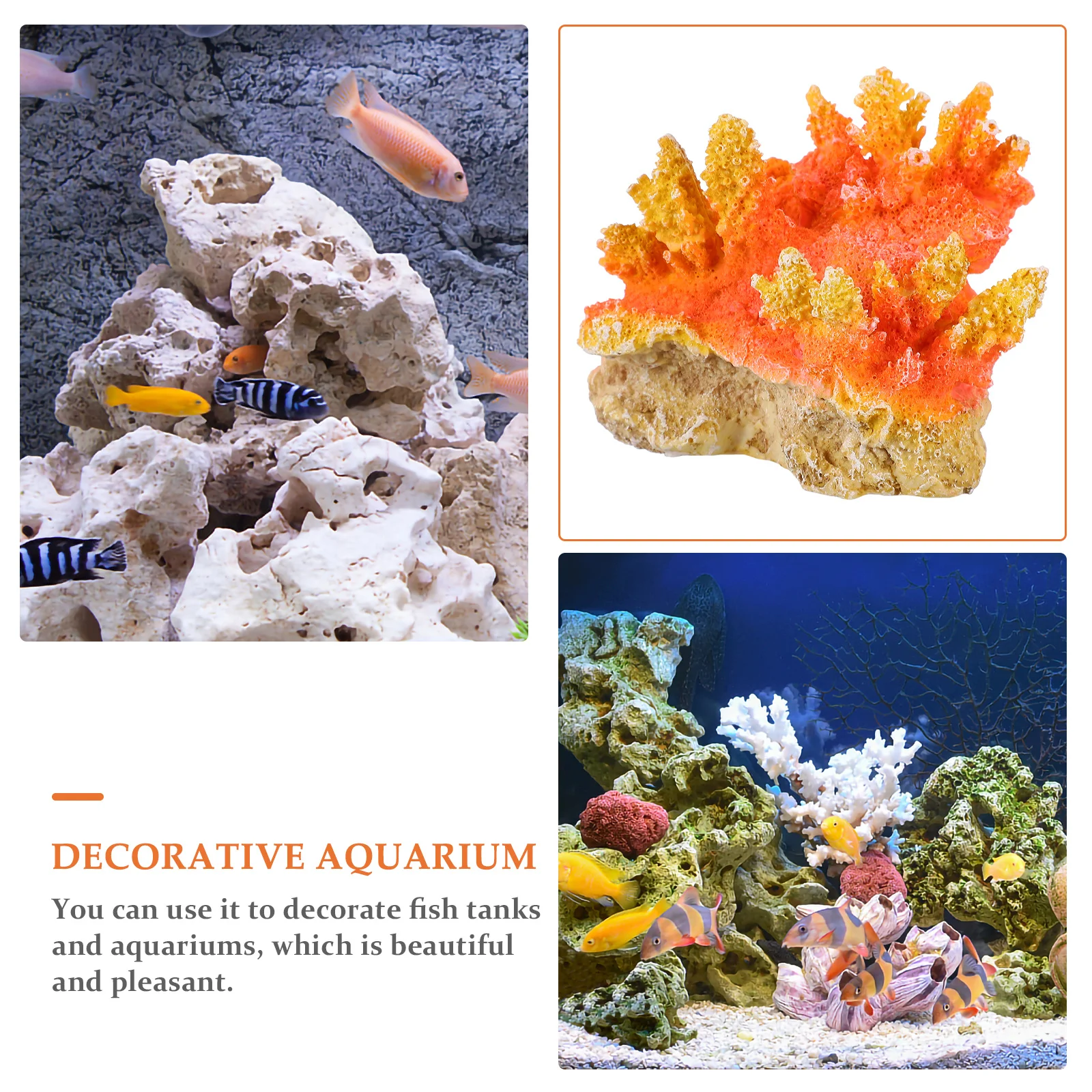

Ornaments Fish Tank Aquarium Landscape Decor Corals Orange Underwater Decoration