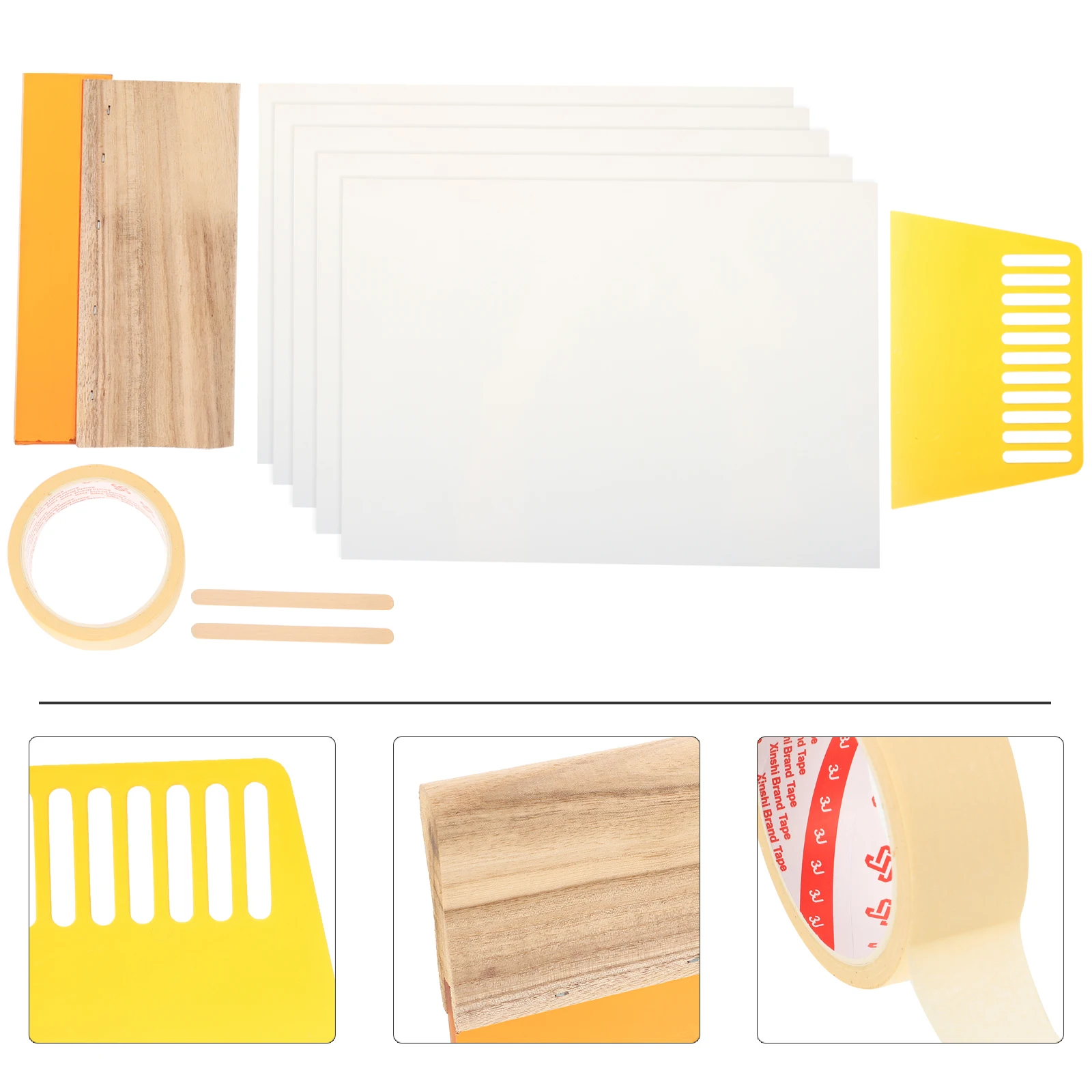 

Screen Printing Kit Scratch Board Fabric Ink Squeegee Scraper Hand Textured Paper Wear-resistant for