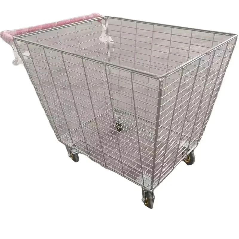 Heavy Duty Laundry Cart with Mesh Basket and Wheels Space Saving Design for Hotel Hospital Home Use Large Capacity Rolling