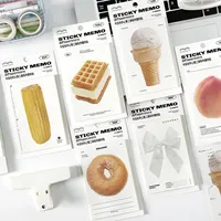 30 Sheets Cute Bread Ice Cream Bowtie Memo Pads Sticker Cartoon Sticky Notes Student Gifts Stationery School Office Supplies