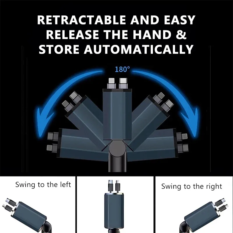 SEAMETAL 12 فولت شاحن سيارة شحن سريع للغاية 120 واط سلك قابل للسحب المزدوج USB السيارات ولاعة السجائر واجهة قابس مهايئ شحن #4
