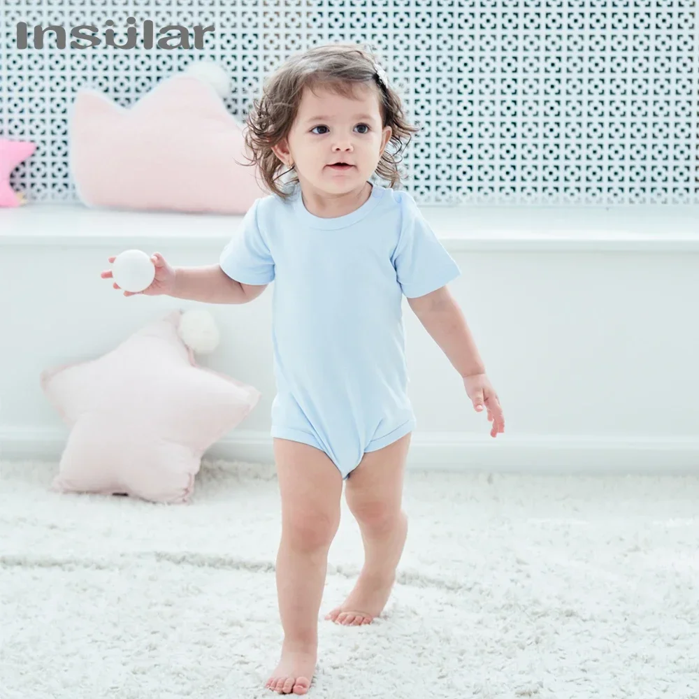 INSULAR Newborn Baby Cotton Rompers Soft Jumpsuit Comfortable Bodysuits for Kids with Triangle Climbing Design Short/LongSleeves