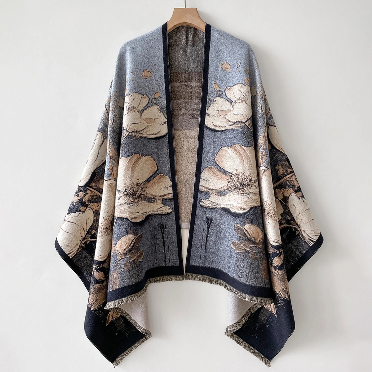 Luxury Warm Poncho Cashmere Winter Women Scarf Floral Jacquard Shawl Wraps Female Thick Pashmina Blanket Bufanda Travel Echarpe image 5