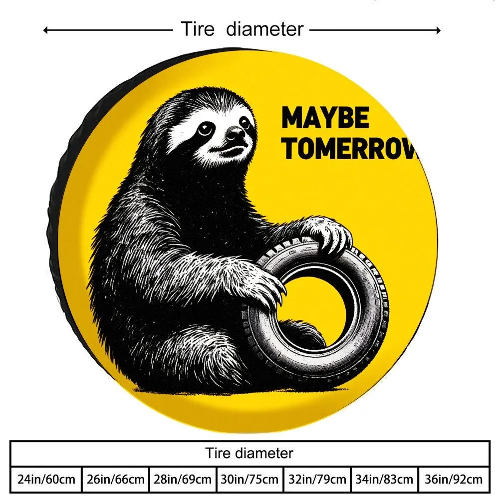 

Чехол для запасного колеса «Вероятно, завтра» с забавным принтом ленивца, прочный полиэстеровый защитный чехол для улицы