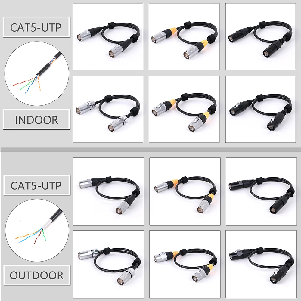 0.3M-100M Cat5/Cat6 UTP Stage Ethernet Extension Cableกันน้ํากลางแจ้งและในร่มสายเครือข่ายLAN-สังกะสีโลหะผสมRJ45 Connector