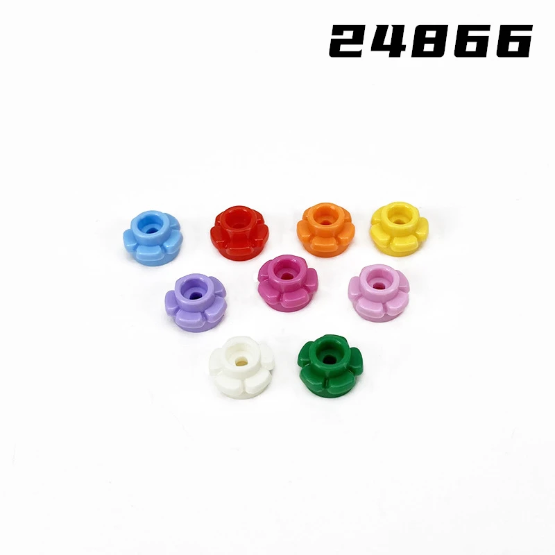 Rainbow Pig MOC Parts 24866 Plate Round 1x1 with Flower Edge (5 Petals) Compatible Bricks DIY Building Blocks Particle Kid Toy