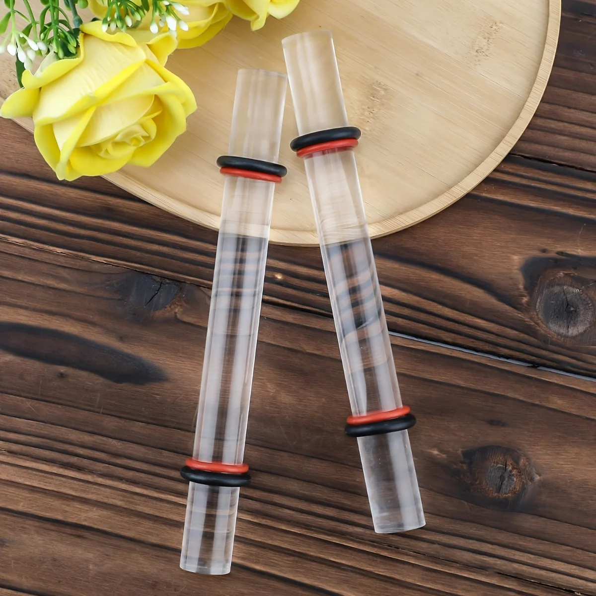 Transparent Acrylic Clay Roller with Thickness Ring, Plastic Rolling for Sculpting, Compatible for Un-fired Clay Art Projects
