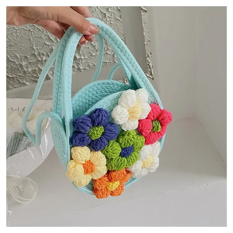 Women Bag Women Bag 3Dflower Mixed Colors Sweet Lovely Flower Fashion Beach Casual Open Pocket Girls Bag