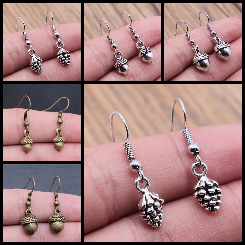 Fashion Handmade Simple Design Acorn Pine Cones Earrings Women Vintage Drop Earrings