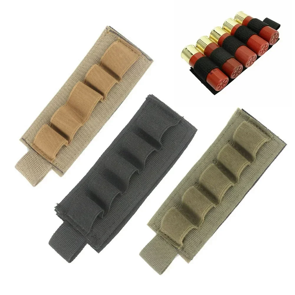 5 Shotgun MOLLE Shotgun Stock Cartridge 12 Gauge Stock Ammo Bag Ammo Carry Rack Mounted Clip Bag Hunting Accessories