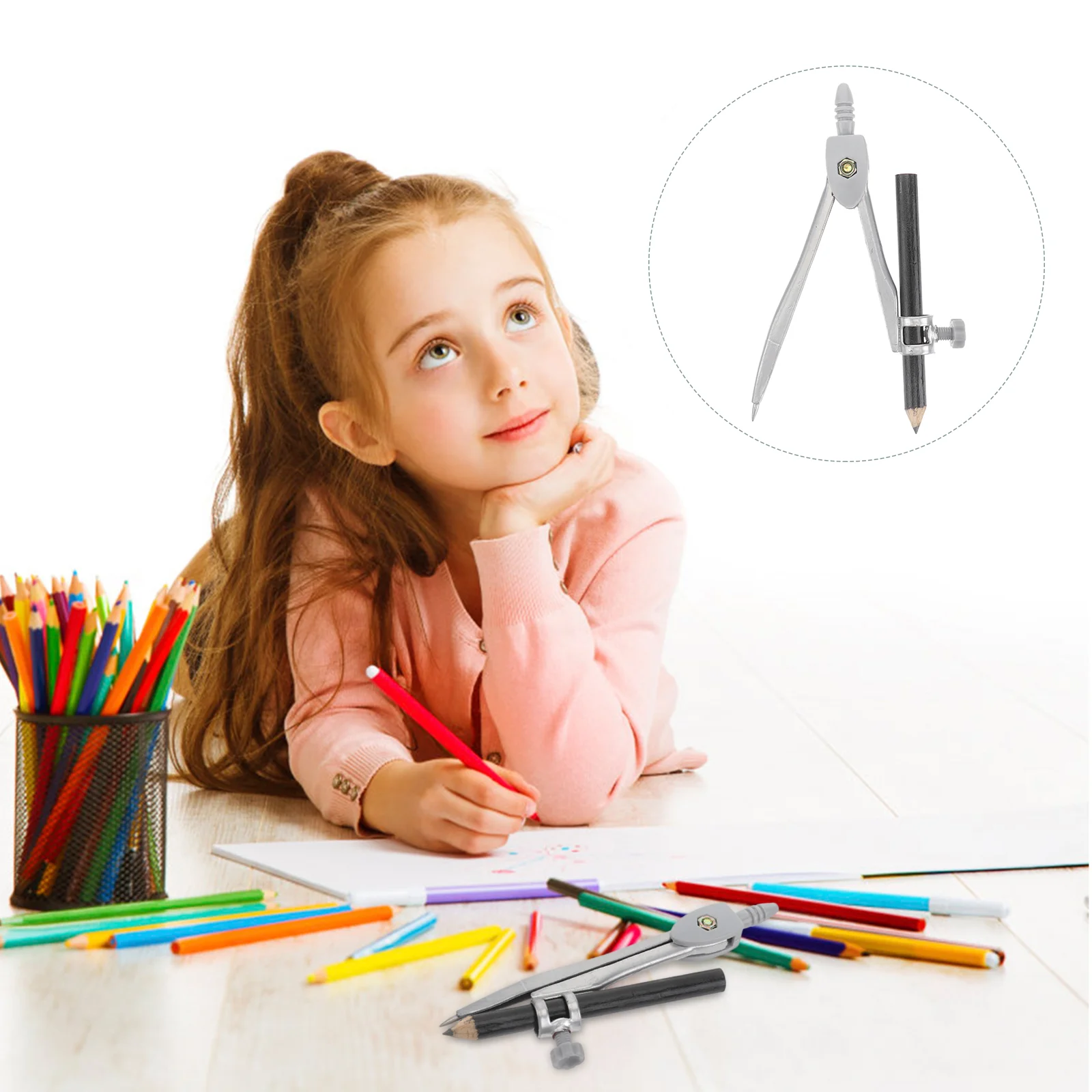 

Lead Pencils Drafting Compass The Circle Precision Metal Plastic for Geometry Child