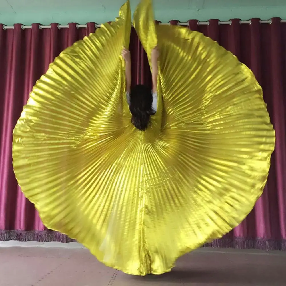 ביצועים שכמייה עם בטן מוט טלסקופי מוט בטן ריקוד כנפיים תלבושת מצרים בצבע בהיר ברק משטח ריקוד כנפיים