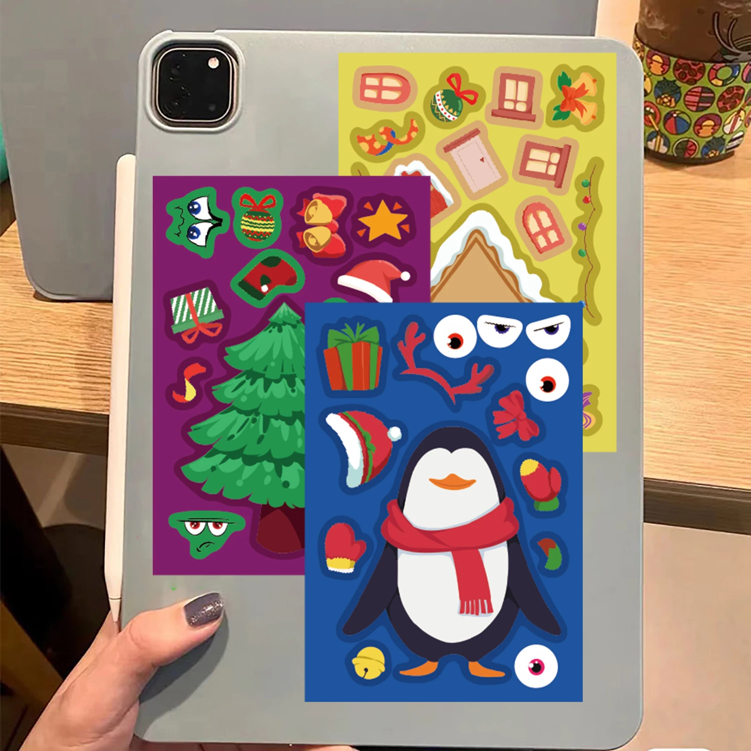 8/16 шт., рождественская наклейка на коллаж с изменением лица, канцелярские принадлежности для чтения, велосипедный телефон, домашние декоративные мотоциклетные граффити, коллажи