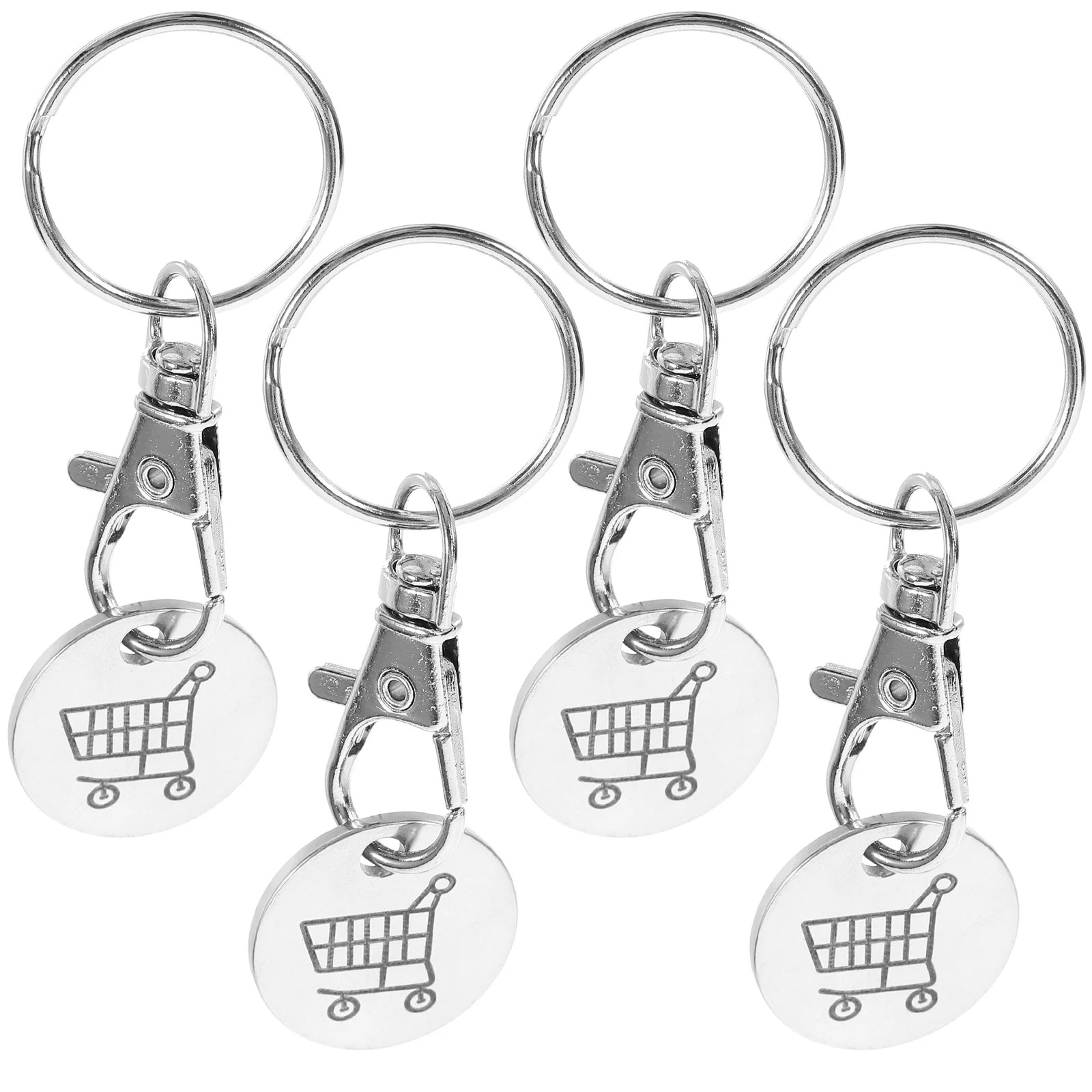 Shopping Tokens Key Ring Cart Keyring Pendant Decorate Stainless Steel Insert Keychain