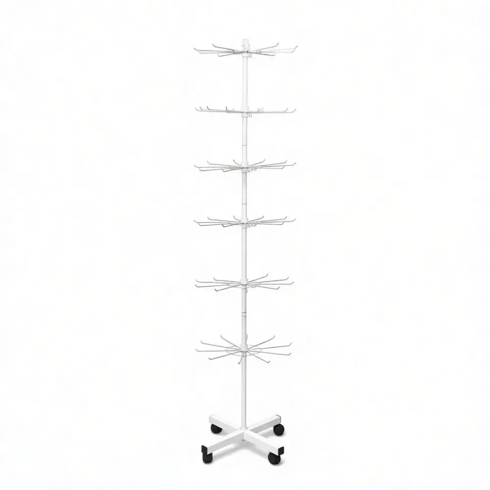 Adjustable Rotating Metal Display Rack Floor Spinner Stand For Market Booth Scarves Socks Gloves Jewelry Retail Storage